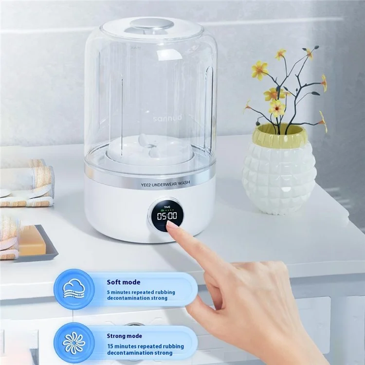 SANHUO YE02 Lavadora Portátil Mini de 1,2 L para Viajes Ropa Interior Calcetines Limpiadora Inalámbrica