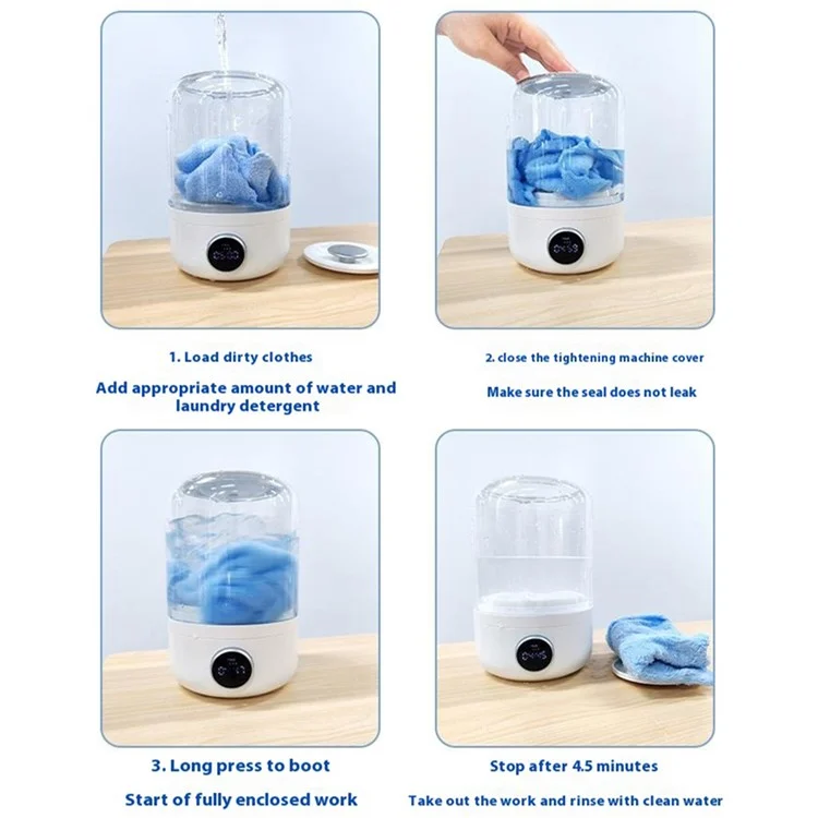 SANHUO YE02 Lavadora Portátil Mini de 1,2 L para Viajes Ropa Interior Calcetines Limpiadora Inalámbrica