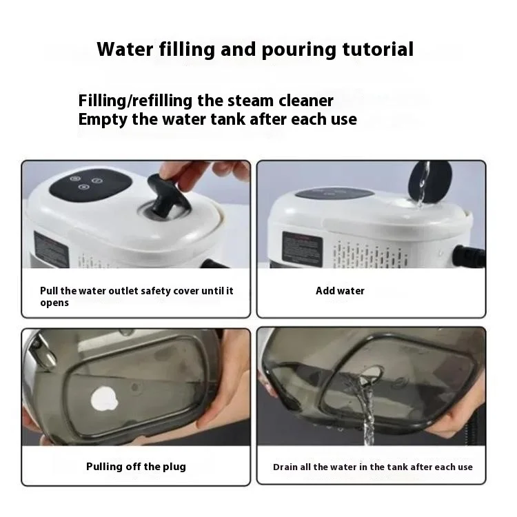 Pulitore a Vapore Portatile da 1600W 3.0 Bar con Kit per Condizionatori, Serbatoio Acqua da 1100ml, Spina EU - Bianco