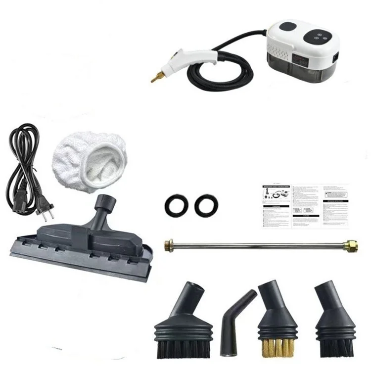Pulitore a Vapore Portatile da 1600W 3.0 Bar con Kit per Condizionatori, Serbatoio Acqua da 1100ml, Spina EU - Bianco