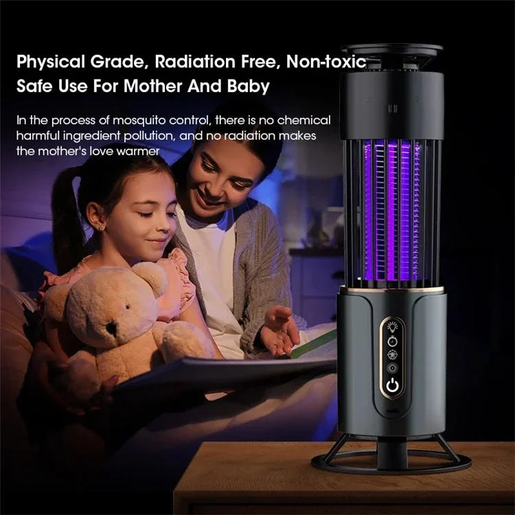 E10 Outdoor Camping Mosquito Killer Lamp for Home Office Silent Insect Repellent Device, USB Plug In - Dark Grey