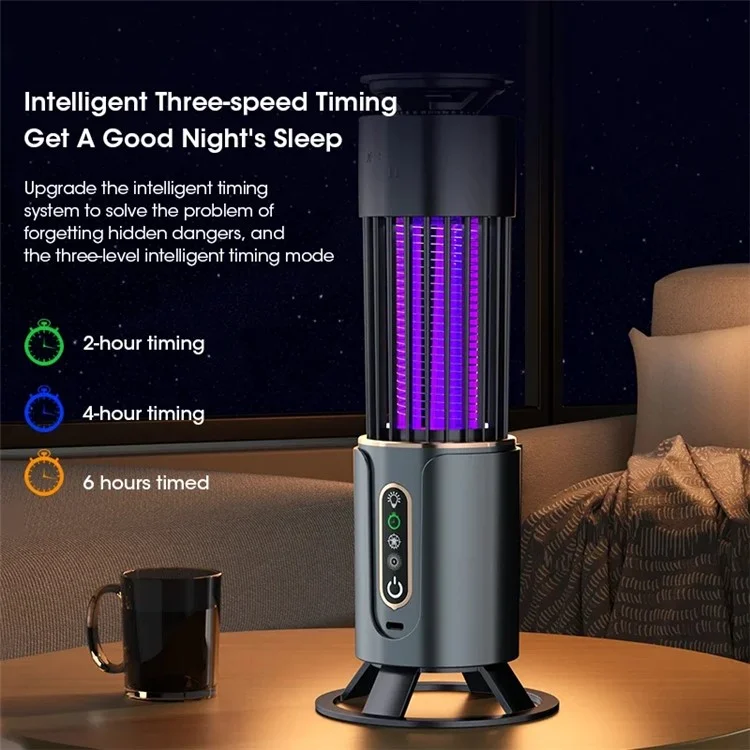 E10 Outdoor Camping Mosquito Killer Lamp for Home Office Silent Insect Repellent Device, USB Plug In - Dark Grey
