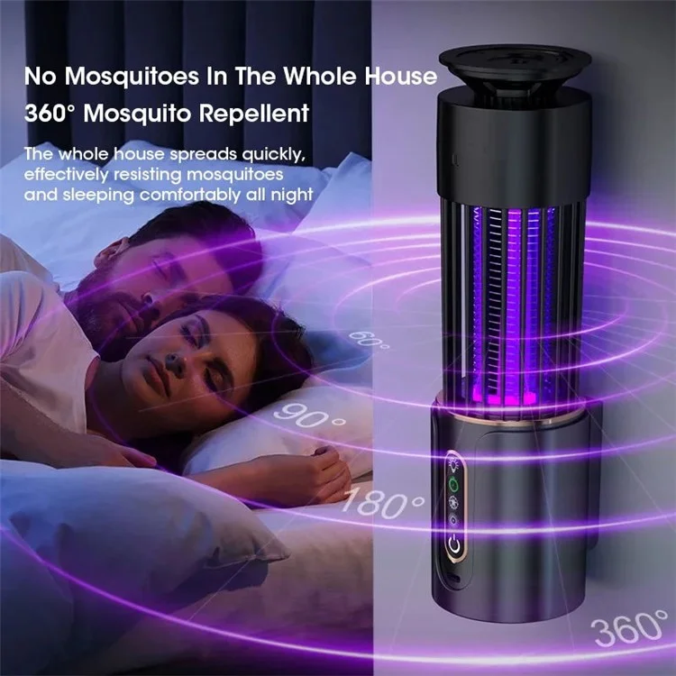 E10 Outdoor Camping Mosquito Killer Lamp for Home Office Silent Insect Repellent Device, USB Plug In - Dark Grey