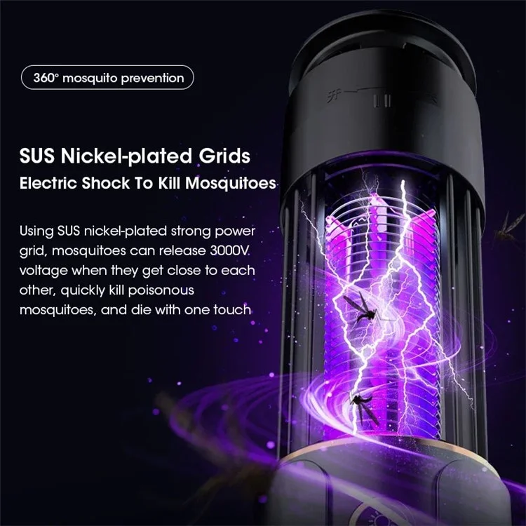 E10 Outdoor Camping Mosquito Killer Lamp for Home Office Silent Insect Repellent Device, USB Plug In - Dark Grey