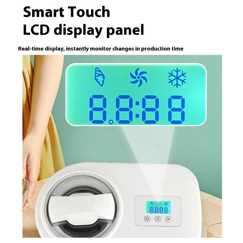 Sorbetière Maison 60 Min Congélation Rapide Capacité 1L Machine à Glace Automatique (Sans BPA, Pas d'Homologation FDA) - Prise UE