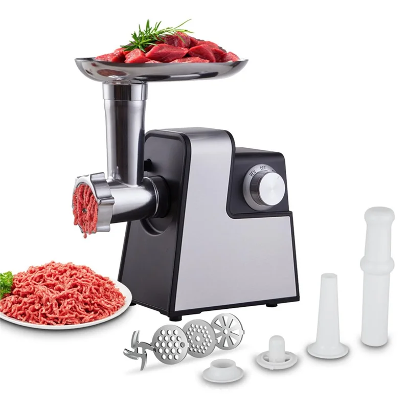 Picadora de Carne Eléctrica de Acero Inoxidable Multifunción con Embutidora y Picadora (Sin BPA, Sin FDA) - Enchufe EU