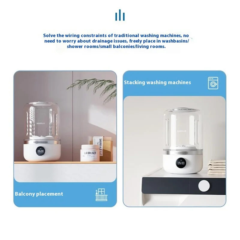 SANHUO Kabellose tragbare Wäsche-Tasse Mini-Waschmaschine für Unterwäsche und Socken