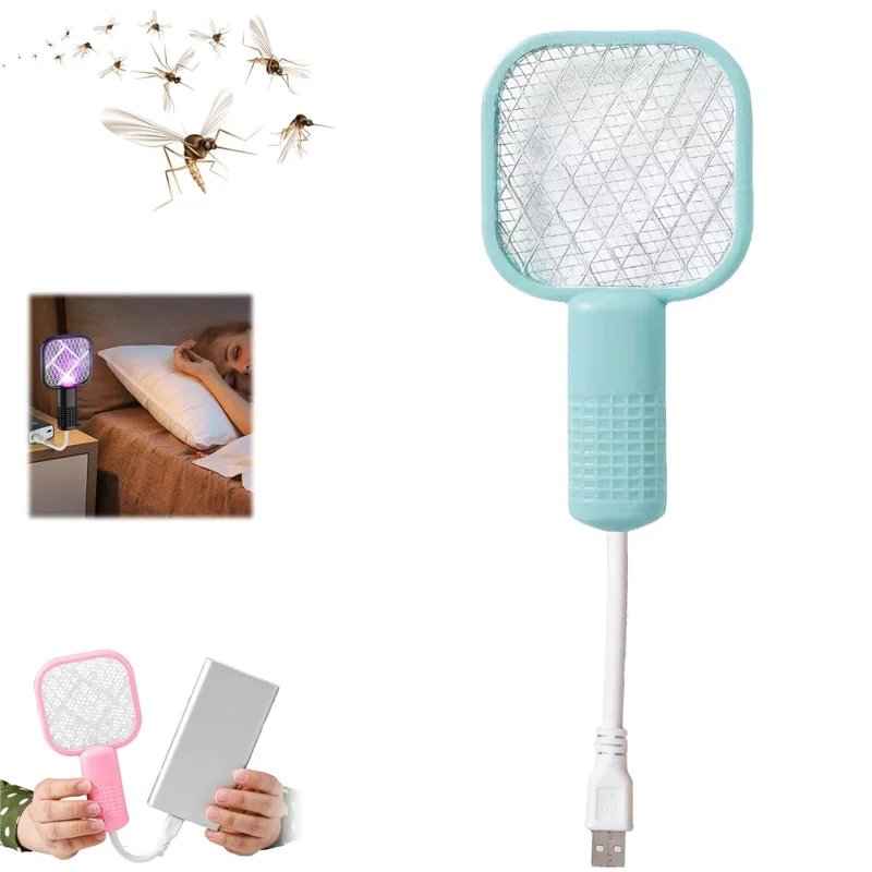 Raquete Elétrica USB de Eliminação de Mosquitos com Luz UV Matador de Insetos - Verde