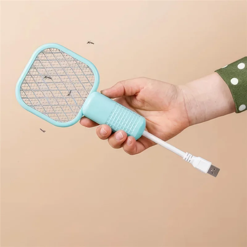 USB Electric Mosquito Swatter Design UV Light Insect Killer Fly Zapper Racket - White