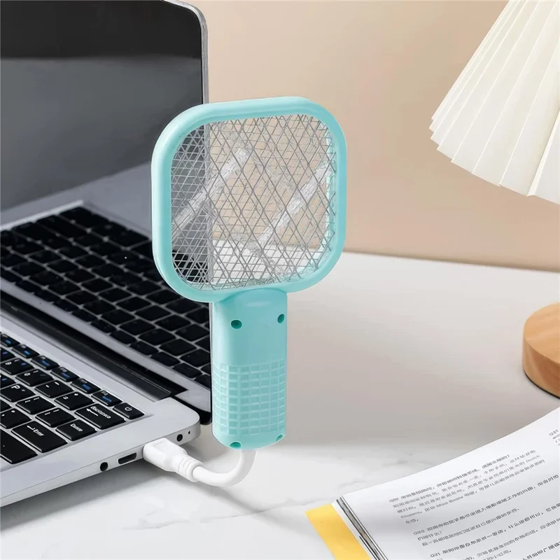 USB Electric Mosquito Swatter Design UV Light Insect Killer Fly Zapper Racket - White