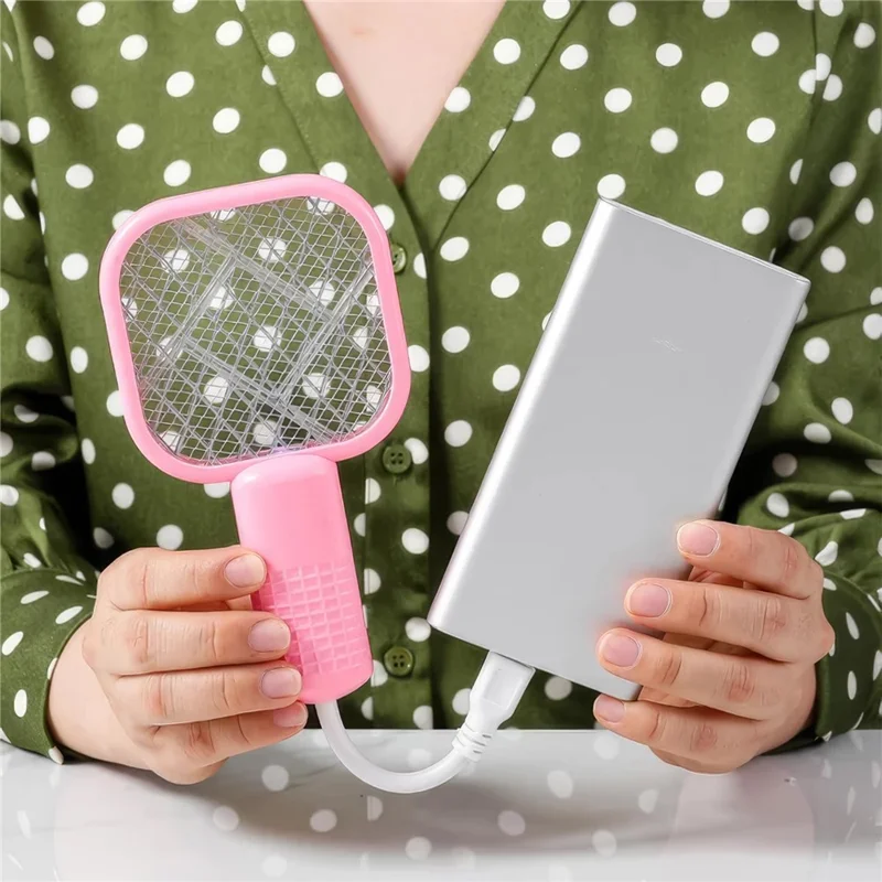 USB Electric Mosquito Swatter Design UV Light Insect Killer Fly Zapper Racket - White