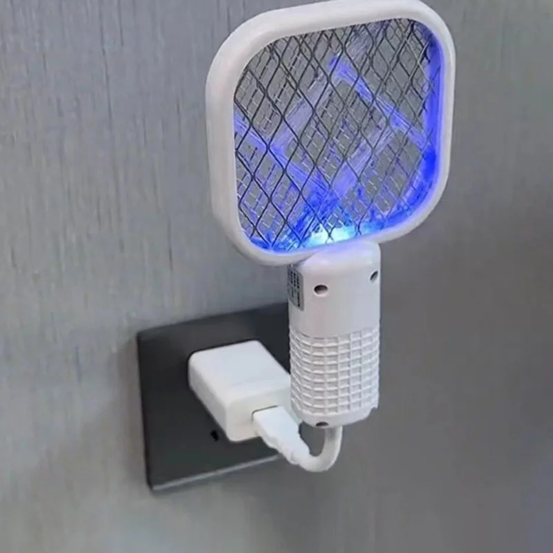 USB Electric Mosquito Swatter Design UV Light Insect Killer Fly Zapper Racket - White