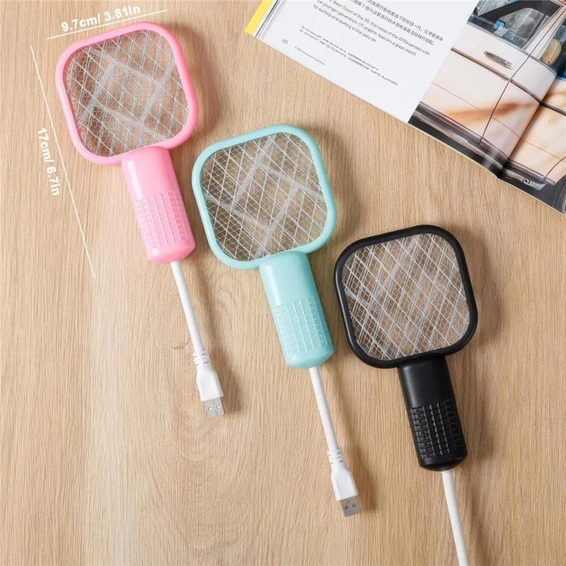 USB Electric Mosquito Swatter Design UV Light Insect Killer Fly Zapper Racket - White