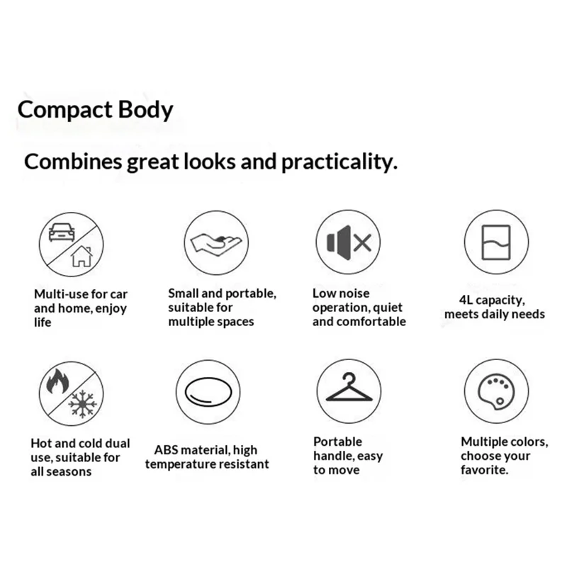 ETC4 4L Mini-Kühlschrank für Auto und Zuhause, 2-fach nutzbar, Kühlbox für Kosmetik, tragbarer Kühlschrank mit zwei Kabeln – EU-Stecker – Rosa