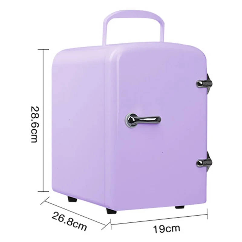 ETC4 4L Mini-Kühlschrank für Auto und Zuhause, 2-fach nutzbar, Kühlbox für Kosmetik, tragbarer Kühlschrank mit zwei Kabeln – EU-Stecker – Rosa