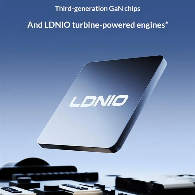 LDNIO Q16 100W GaN Desktop Charger 4-Port USB-C Retractable Cable Fast Charging Station with Smart Digital Display - Blue  /  EU Plug