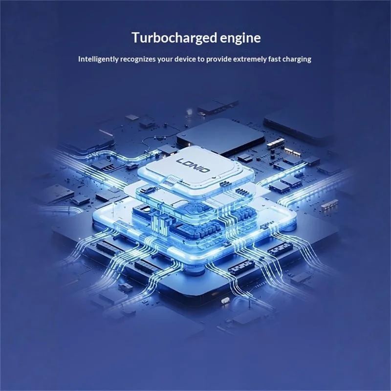 LDNIO SK2 45 W GaN multiprise 4 prises CA UK 3 ports USB affichage numérique station de charge multi-appareils prise électrique - Bleu