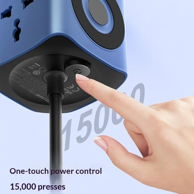 LDNIO SC3319 65W GaN Regleta de Enchufes 3 Salidas AC 3 Puertos USB Cargador de Escritorio Enchufe de Pared con Cable de 2m