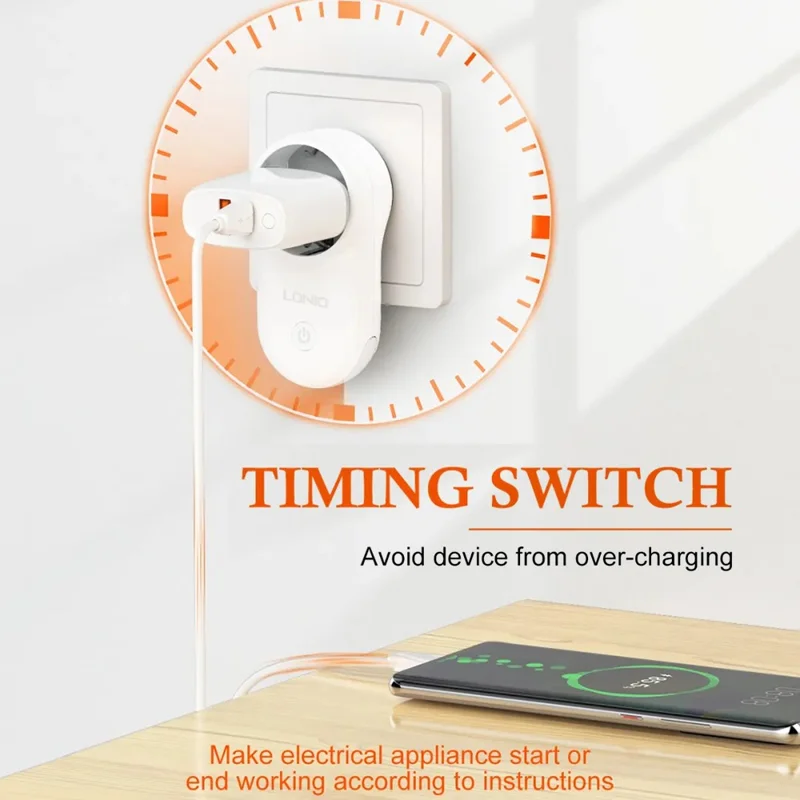 LDNIO SEW1058 4000W Tomada Inteligente WiFi 16A Tomada de Parede com Controlo Remoto e Luz LED - Branco
