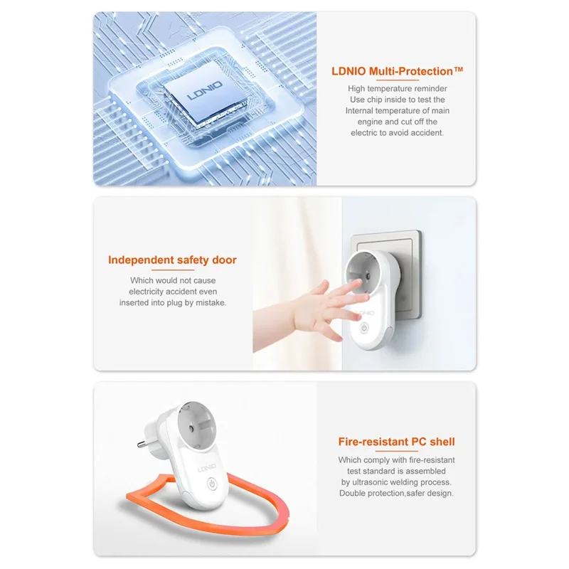 LDNIO SEW1058 4000W Tomada Inteligente WiFi 16A Tomada de Parede com Controlo Remoto e Luz LED - Branco