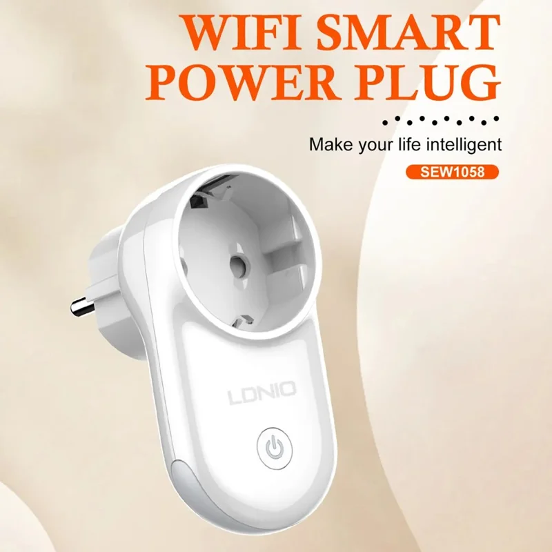 LDNIO SEW1058 4000W Tomada Inteligente WiFi 16A Tomada de Parede com Controlo Remoto e Luz LED - Branco