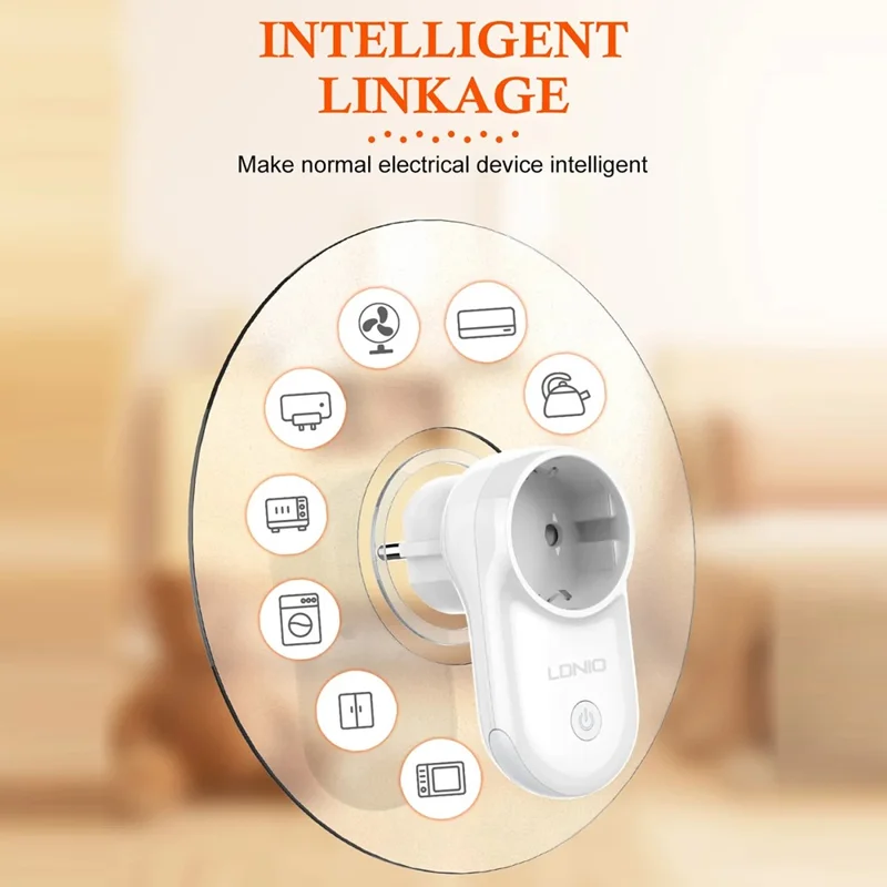 LDNIO SEW1058 4000W Tomada Inteligente WiFi 16A Tomada de Parede com Controlo Remoto e Luz LED - Branco