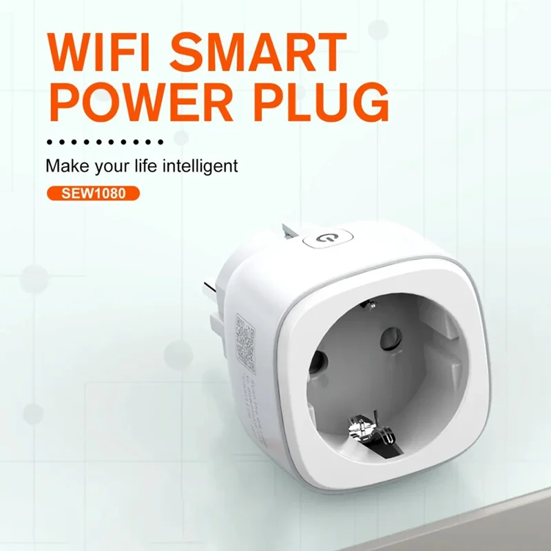 LDNIO SEW1080 Tomada Inteligente WiFi Branca com Controlo Remoto, Temporizador Programável, Medidor de Energia, Carregador de Parede para Casa e Escritório - Tomada EU