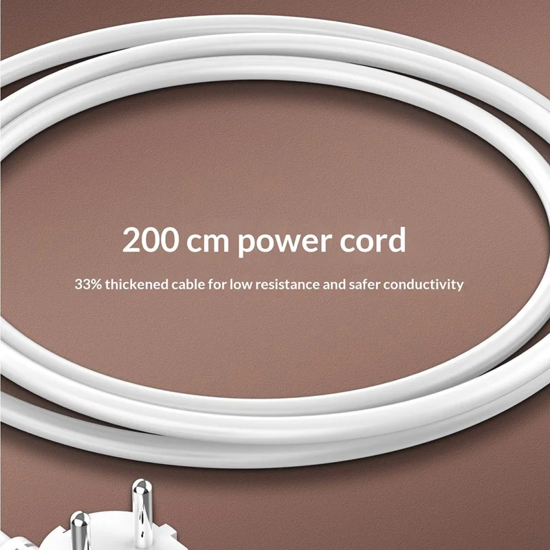 LDNIO SE2 Tira de alimentación con carga rápida PD de 65 W, 3 enchufes CA de tipo europeo, 4 puertos USB, enchufe múltiple para escritorio con cable de 2 m - Blanco / Enchufe europeo