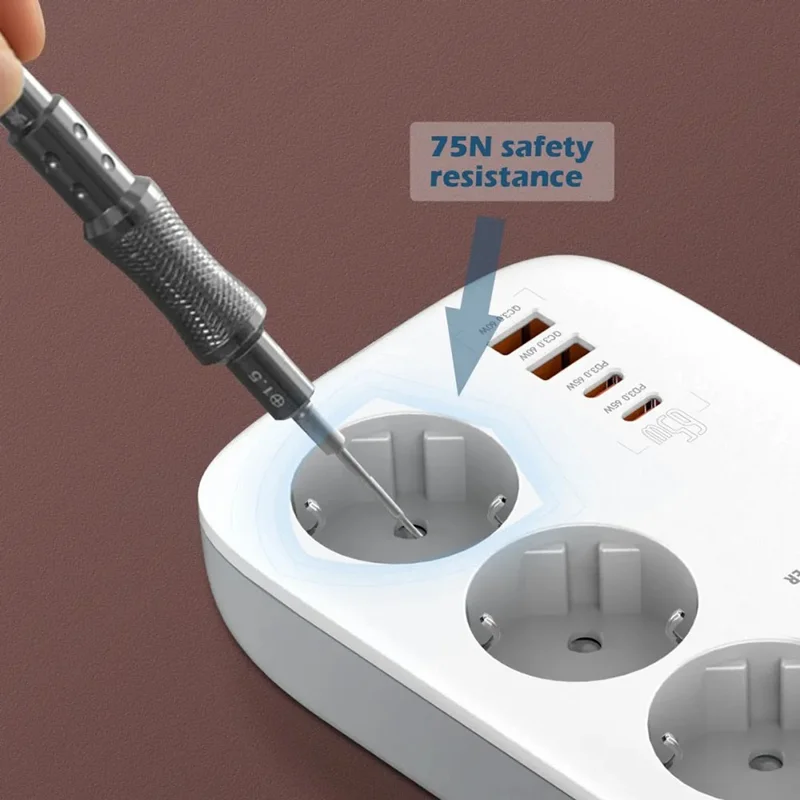 LDNIO SE3436 65W GaN Steckdosenleiste Schnellladung 3 EU-Stecker AC-Ausgänge 4 USB-Anschlüsse Verlängerungskabel Desktop-Netzstecker - Weiß