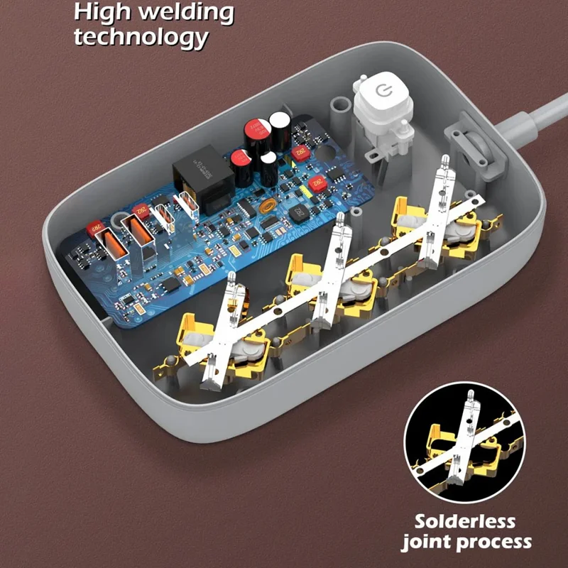 LDNIO SE3436 65W GaN Steckdosenleiste Schnellladung 3 EU-Stecker AC-Ausgänge 4 USB-Anschlüsse Verlängerungskabel Desktop-Netzstecker - Weiß