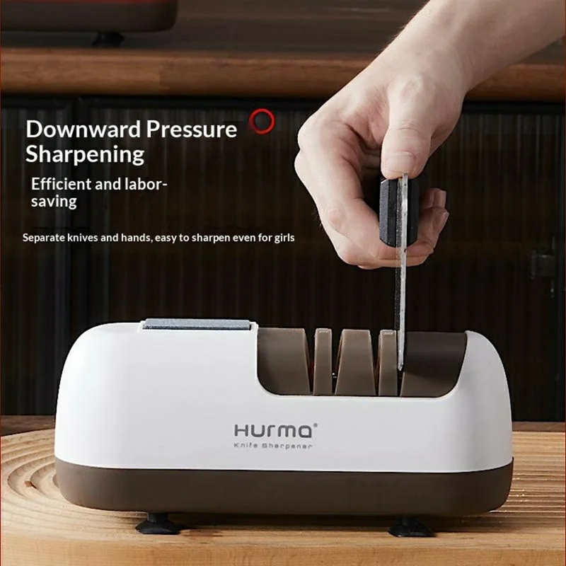 HURMA HM-802 Electric Knife Sharpener 20W USB Rechargeable Diamond Grinding Wheel Kitchen Sharpening Tool - White