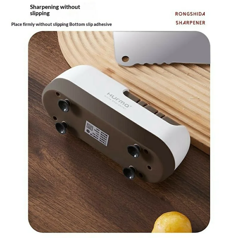 HURMA HM-802 Electric Knife Sharpener 20W USB Rechargeable Diamond Grinding Wheel Kitchen Sharpening Tool - White