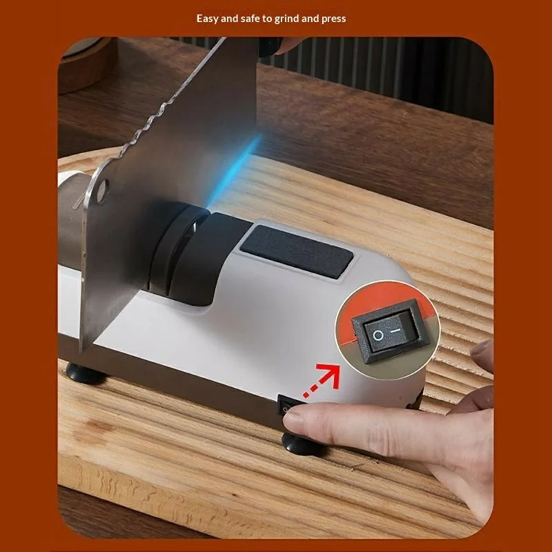 HURMA HM-802 Electric Knife Sharpener 20W USB Rechargeable Diamond Grinding Wheel Kitchen Sharpening Tool - White
