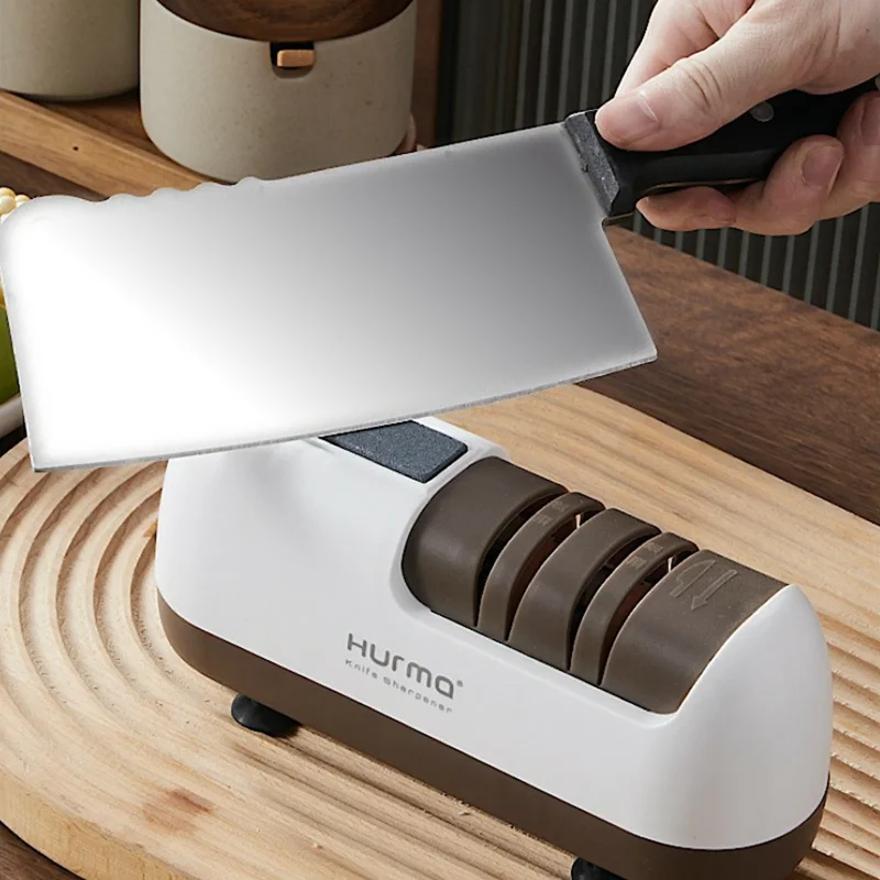 HURMA HM-802 Electric Knife Sharpener 20W USB Rechargeable Diamond Grinding Wheel Kitchen Sharpening Tool - White