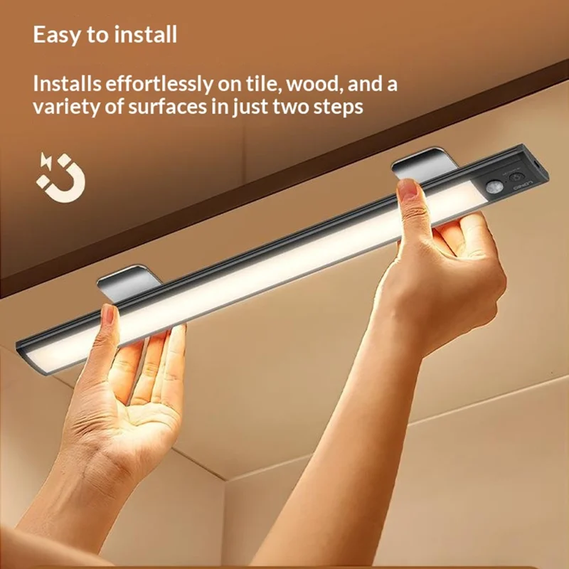 LDNIO Y5 410mm 3W Luz LED Inteligente con Sensor de Movimiento PIR, Luz Nocturna Recargable con Imán para Debajo de Armarios de Cocina - Negro