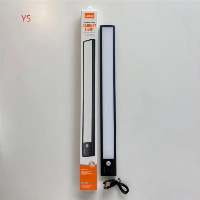 LDNIO Y5 410mm 3W Luz LED Inteligente con Sensor de Movimiento PIR, Luz Nocturna Recargable con Imán para Debajo de Armarios de Cocina - Negro
