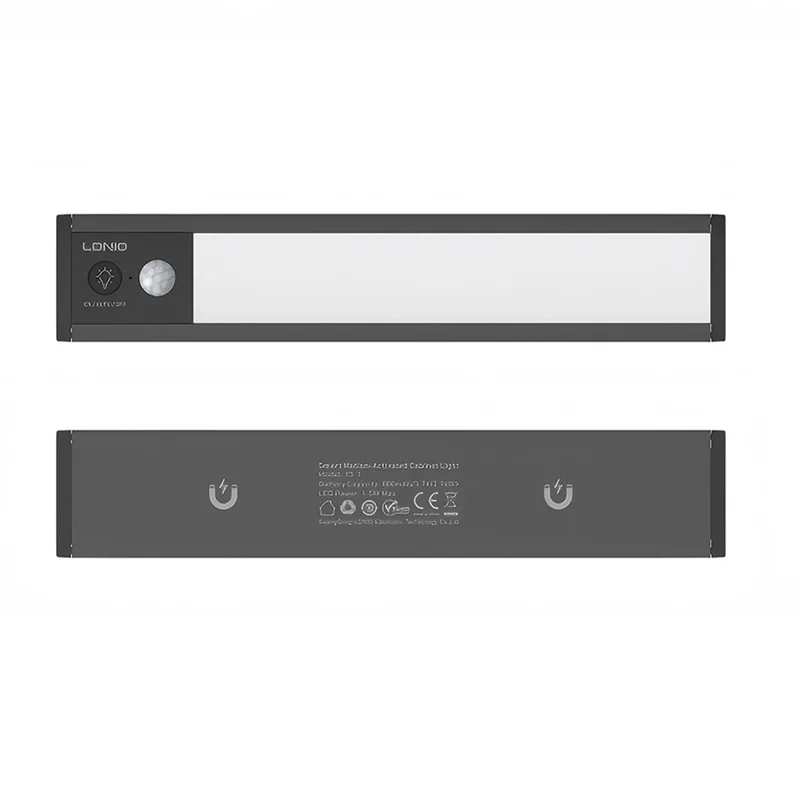 LDNIO Y5-1 LDNIO Y5 410mm 1.5W Luz LED Inteligente con Sensor de Movimiento PIR, Luz Nocturna Recargable con Imán para Armarios Inferiores - Negro