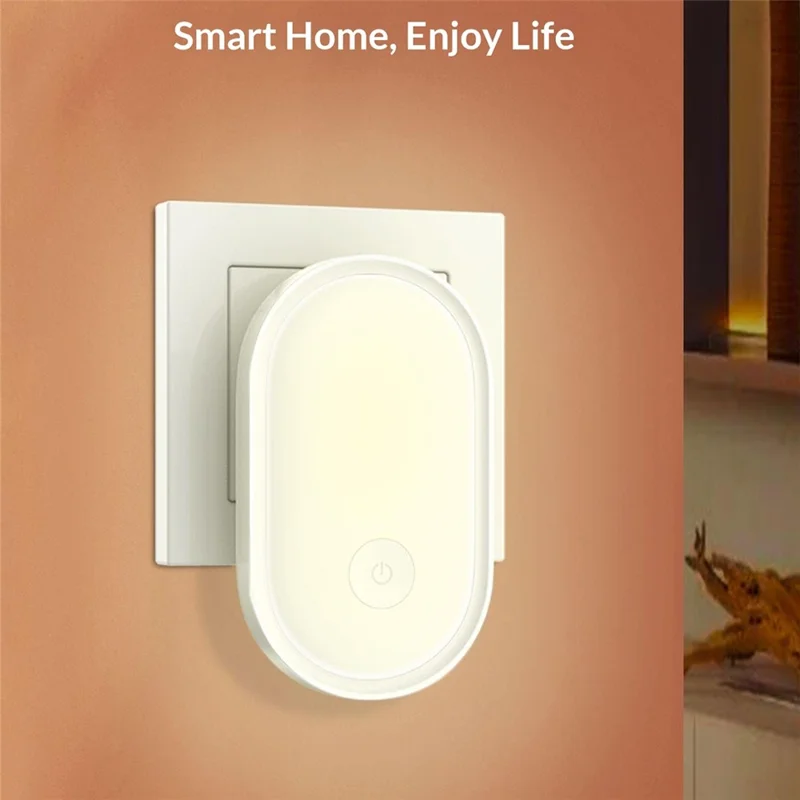 LDNIO Y1 0.5W Luz Nocturna LED Enchufable, Interruptor Automático, Luz Cálida 3500K para Dormitorio y Pasillo - Blanco / Enchufe EU