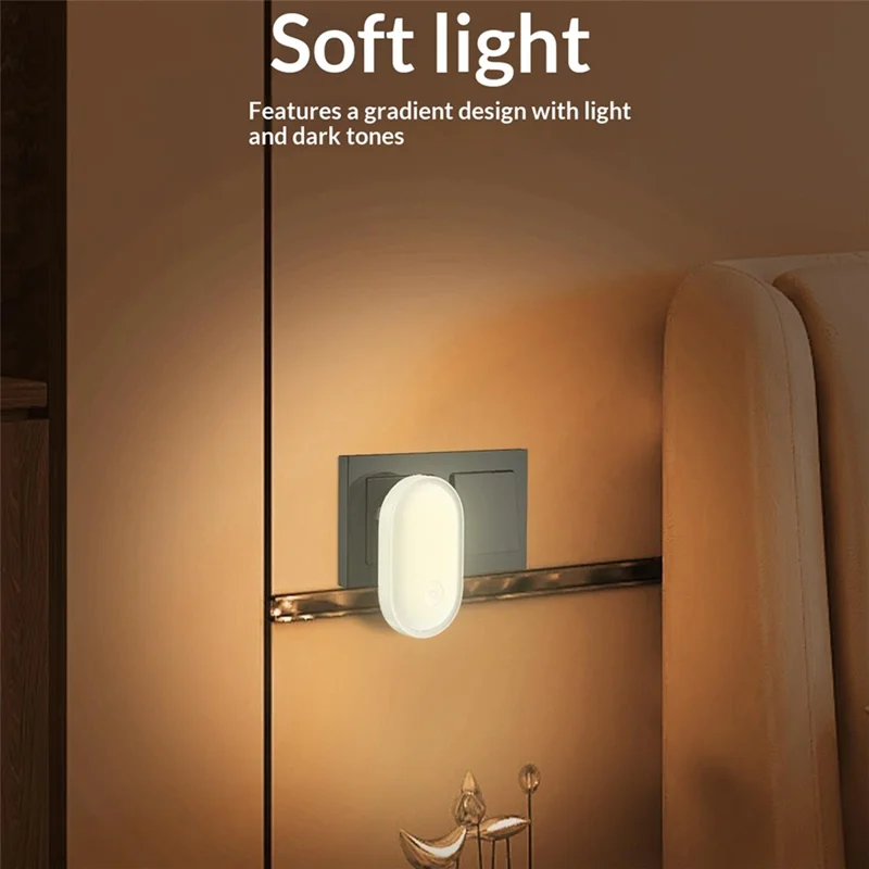 LDNIO Y1 0.5W Luz Nocturna LED Enchufable, Interruptor Automático, Luz Cálida 3500K para Dormitorio y Pasillo - Blanco / Enchufe EU