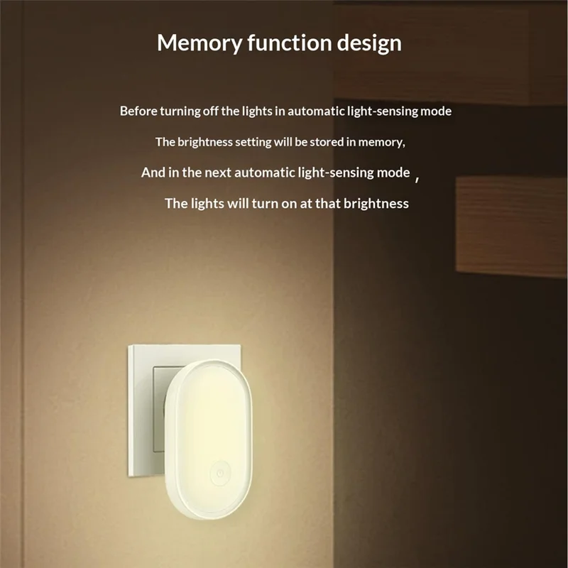 LDNIO Y1 0.5W Luz Nocturna LED Enchufable, Interruptor Automático, Luz Cálida 3500K para Dormitorio y Pasillo - Blanco / Enchufe EU