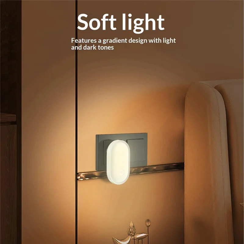 LDNIO Y1-1 0,5 W Luz Nocturna LED de Enchufe con Encendido Automático, Luz Blanca Cálida 3500K para Dormitorio y Pasillo - Blanco / Enchufe UE