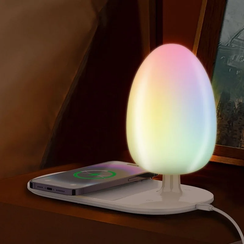 LDNIO Y3 2-in-1 Wireless Phone Charger Desk Lamp 15W Fast Charging RGB Touch Dimming Bedside Night Light - White