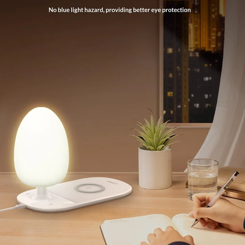 LDNIO Y3 2-in-1 Wireless Phone Charger Desk Lamp 15W Fast Charging RGB Touch Dimming Bedside Night Light - White