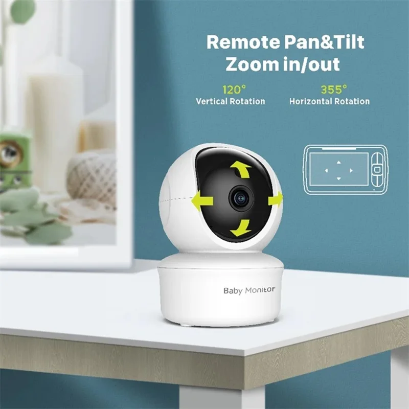 SM650 Baby Monitor Wireless Camera Pan Tilt Night Vision Two-way Audio Nursery Camera, EU Plug