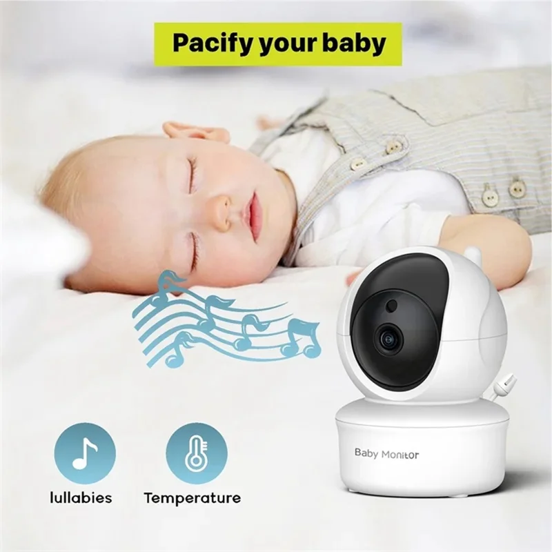 SM650 Baby Monitor Wireless Camera Pan Tilt Night Vision Two-way Audio Nursery Camera, EU Plug