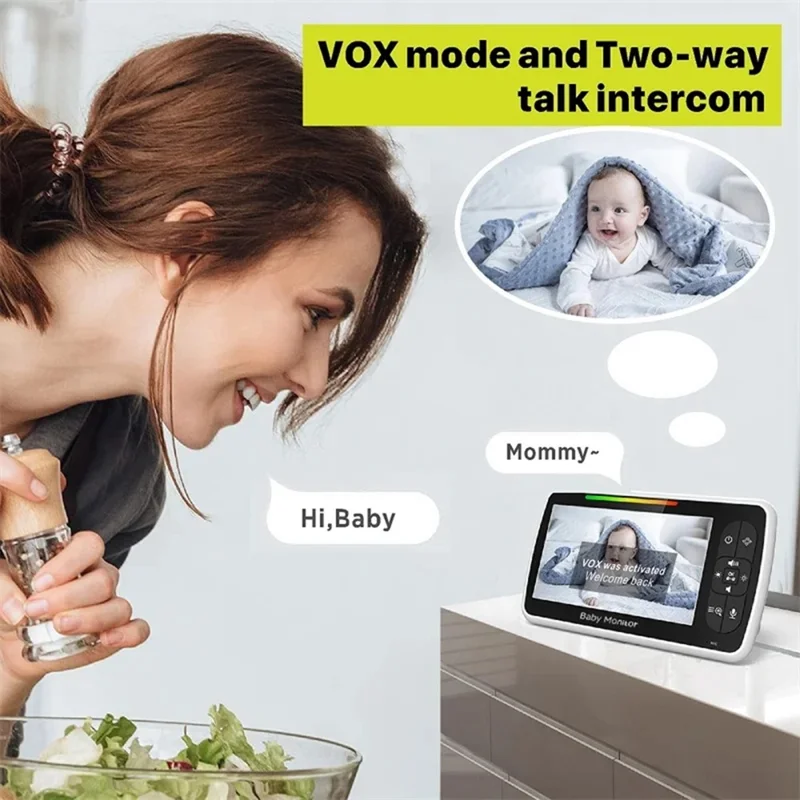 SM650 Baby Monitor Wireless Camera Pan Tilt Night Vision Two-way Audio Nursery Camera, EU Plug