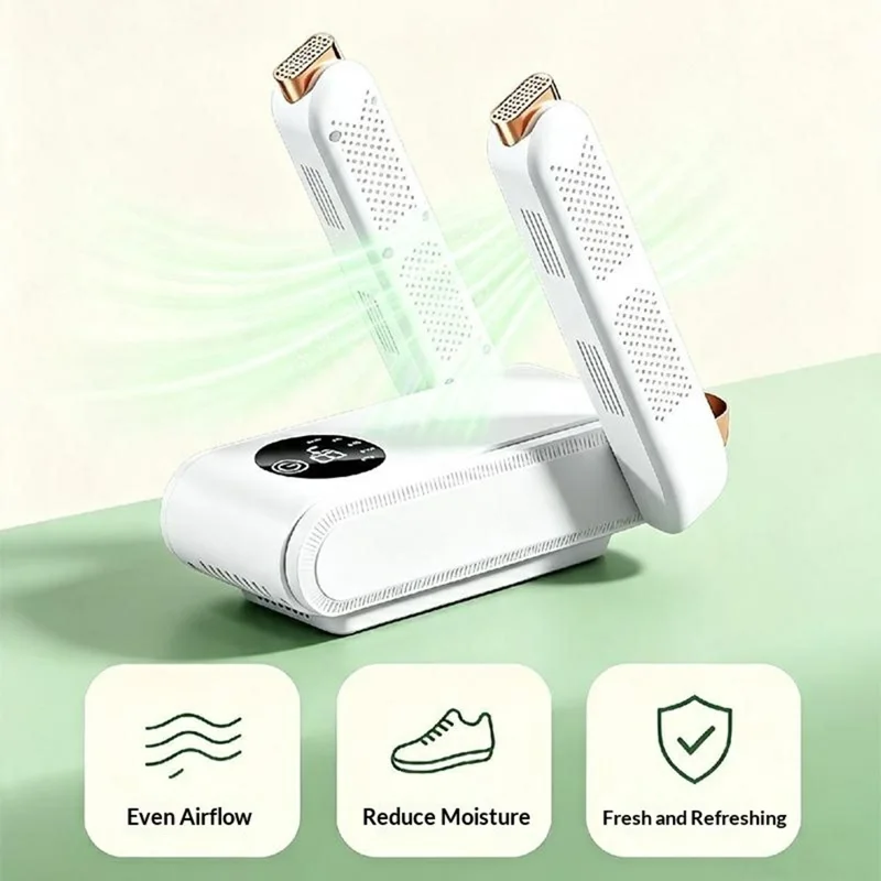 HX-1 Foldable Shoe Dryer 160W 48 Degrees Celsius Constant Temperature Dehumidifier Deodorizer with Timer, EU Plug - White