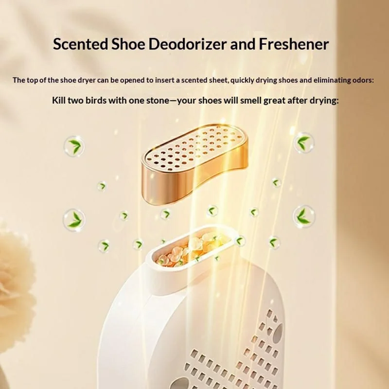 HX-1 Foldable Shoe Dryer 160W 48 Degrees Celsius Constant Temperature Dehumidifier Deodorizer with Timer, EU Plug - White