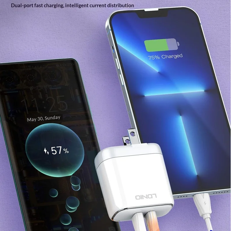 LDNIO A2528C 35W Dual USB-C PD Fast Charger with Safety Protection - EU Plug