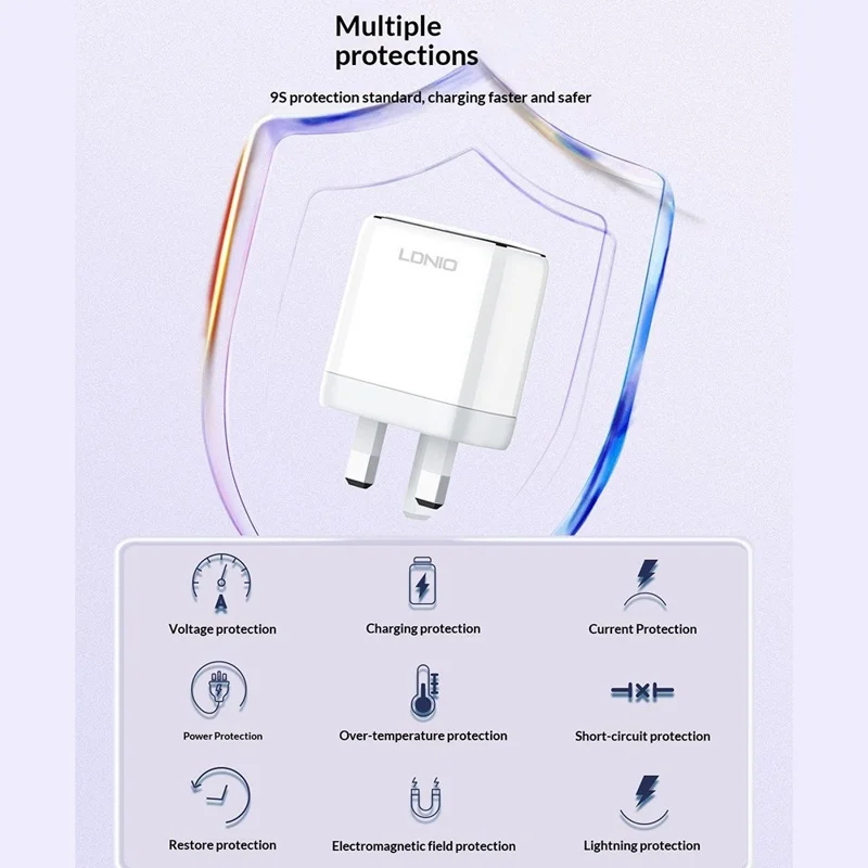 LDNIO A2528C 35W Dual USB-C PD Fast Charger with Safety Protection - EU Plug